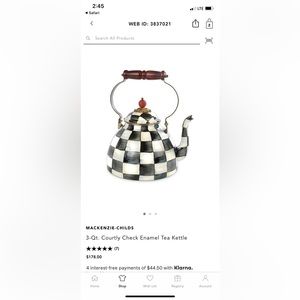 NIB NEW Courtly Check Enamel Tea Kettle 3 qt